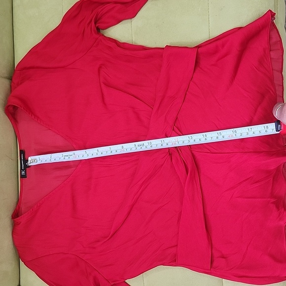 INC International Concepts Orange Tie Front Fitted Blouse - Picture 8 of 10